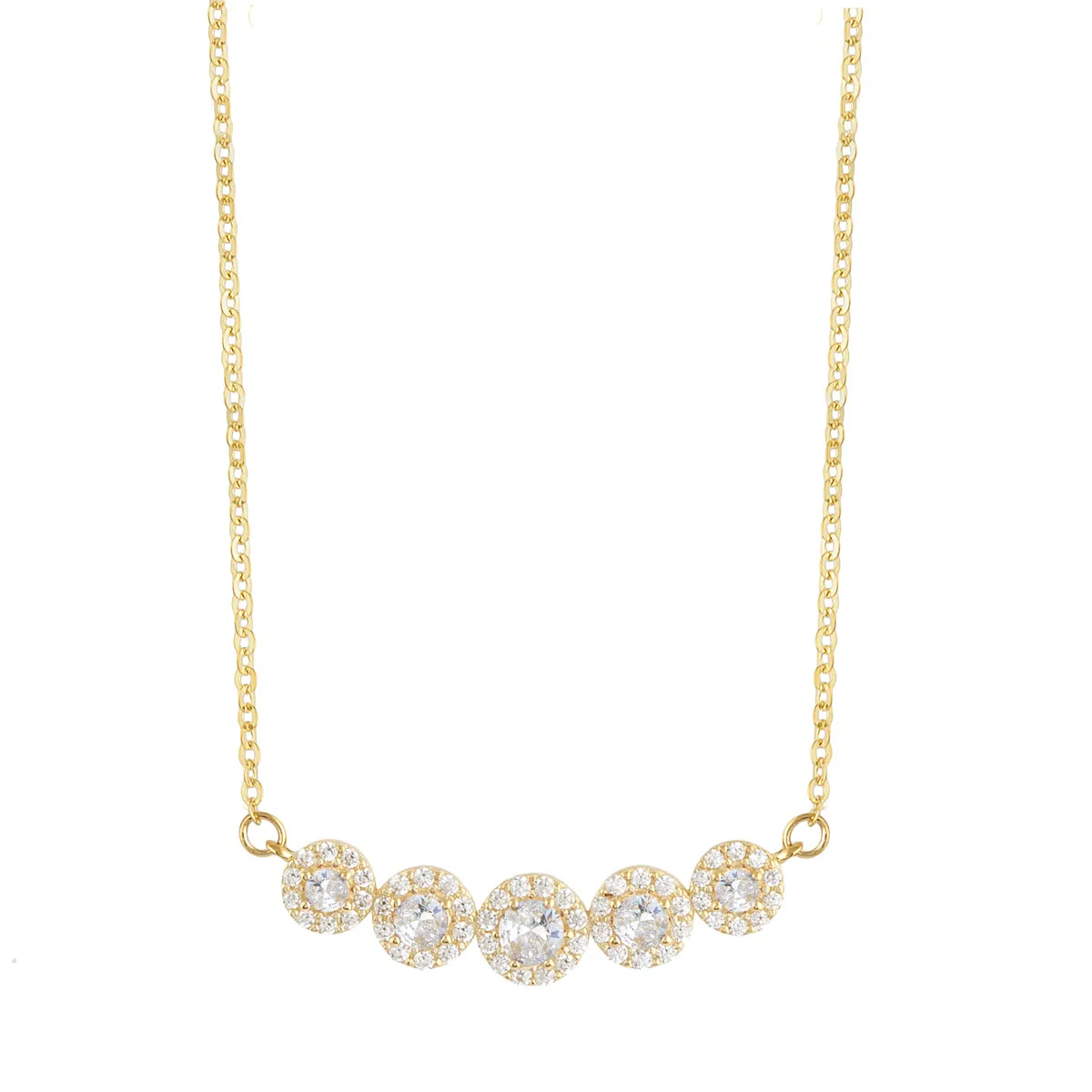 Ασημένιο Κολιέ 925 "Five Rosettes" με Λευκά Ζιργκόν σε Σειρά